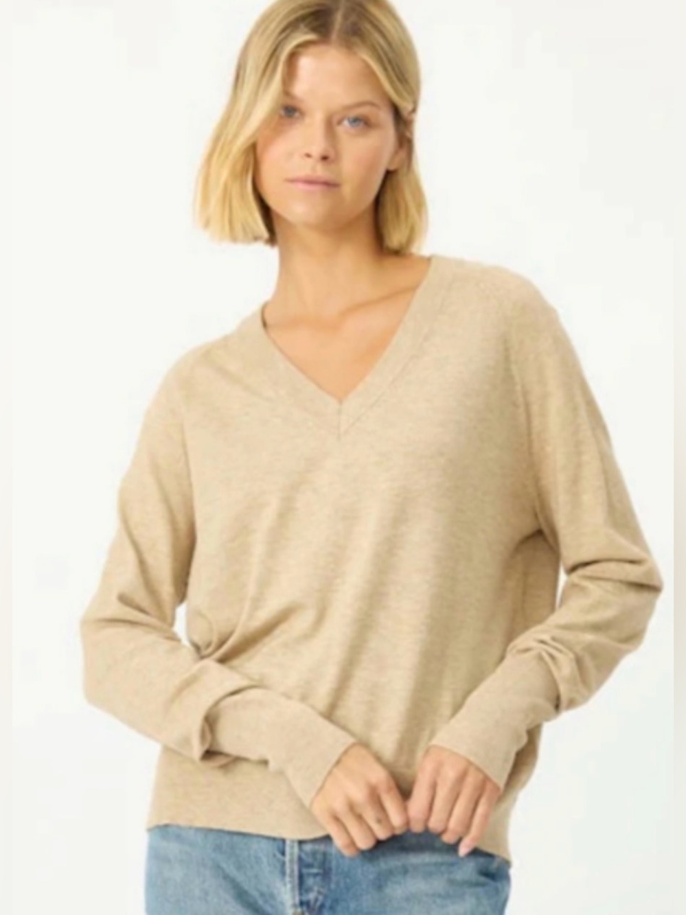 STITCHES + STRIPES OTIS VNECK SWEATER in Oat